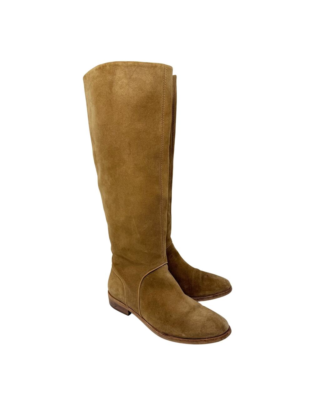 Ugg Tan Suede Riding Boots Women's Size 6.5 EUC Side Zip Knee High